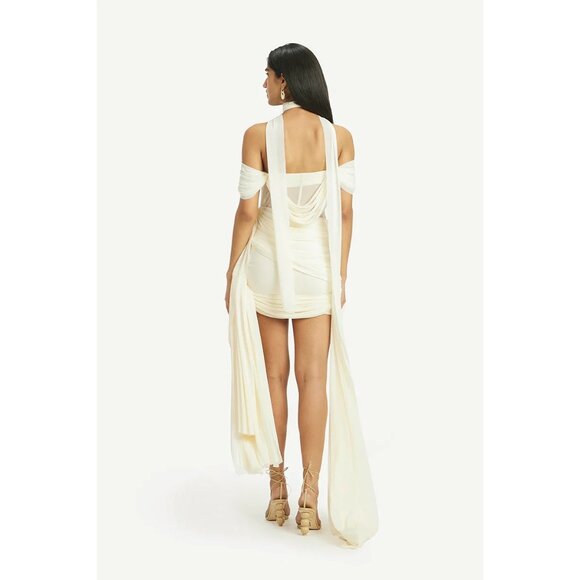 Deme by Gabriella Marianna Dress in Off White Small New Womens Scarf Mini - Picture 14 of 15